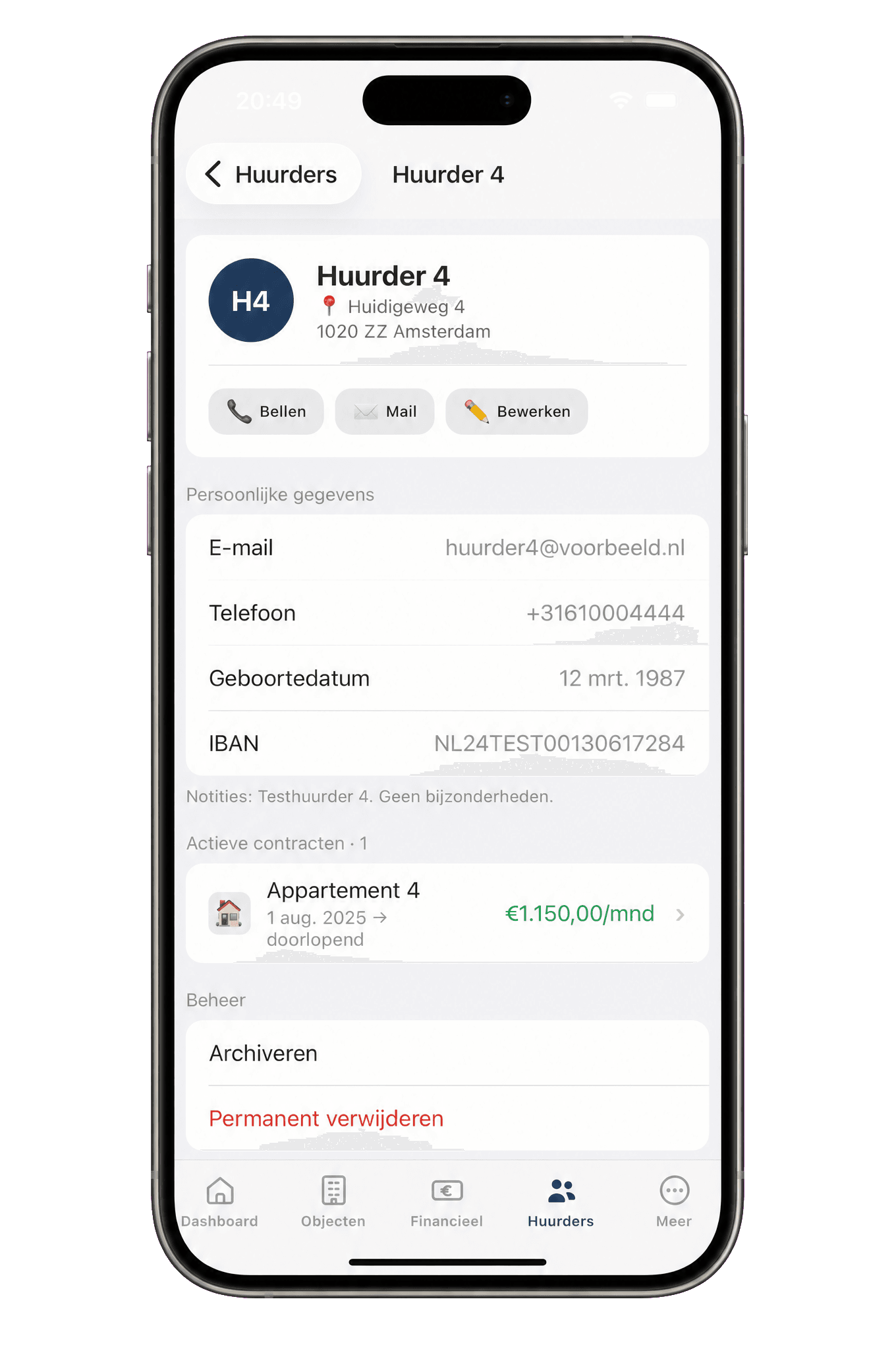 Huurderprofiel in de Fundament-app