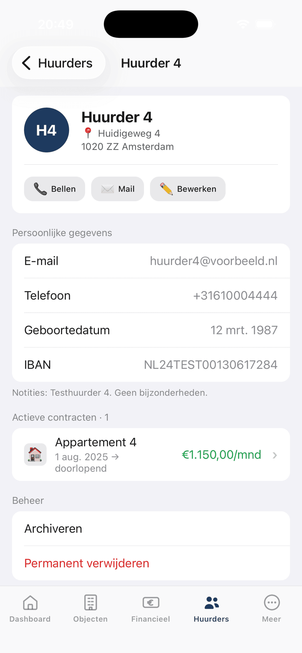 Huurderprofiel in de Fundament-app